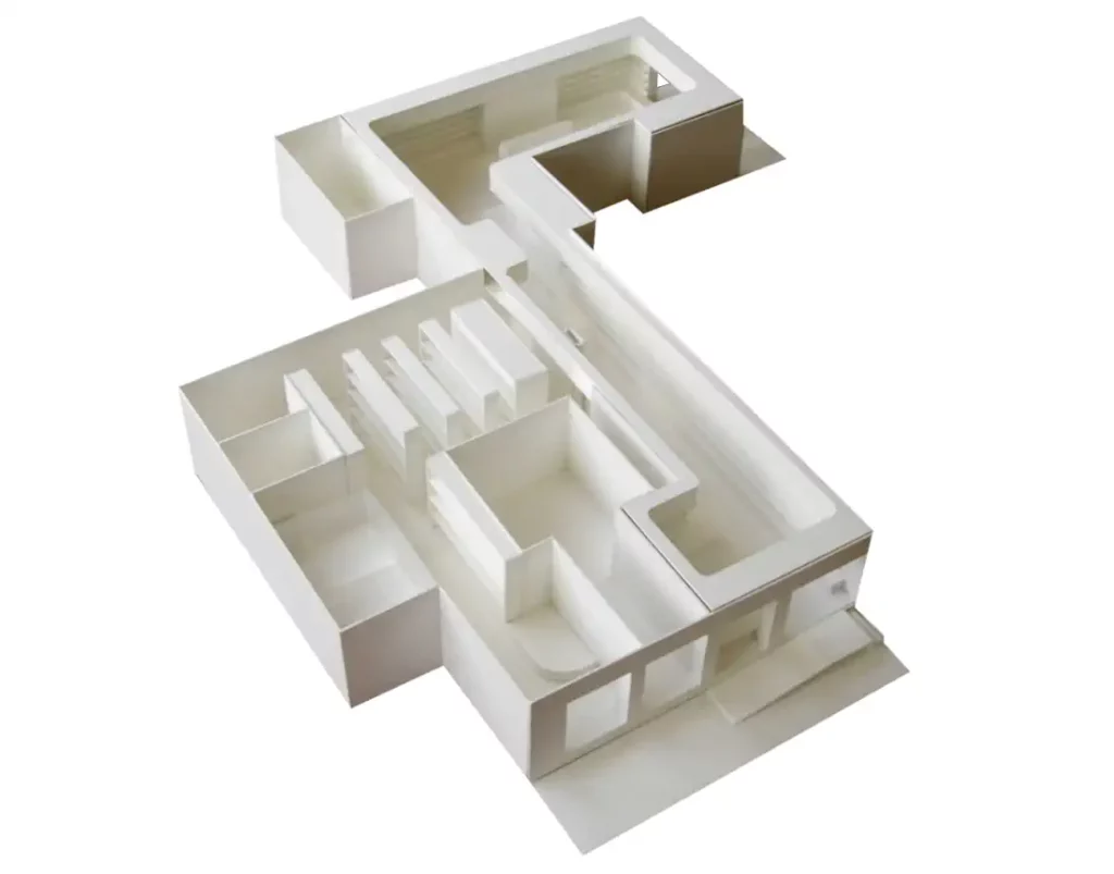 Cardboard model of the pharmacy architecture project