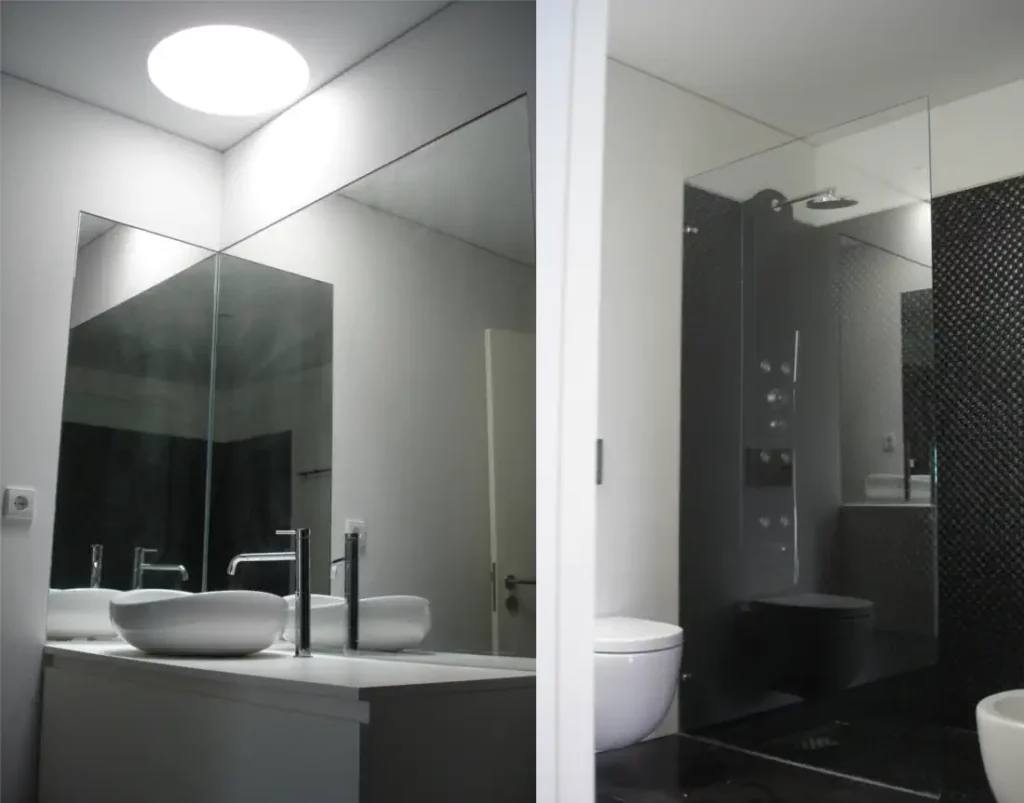 Bathrooms with natural light from the ceiling