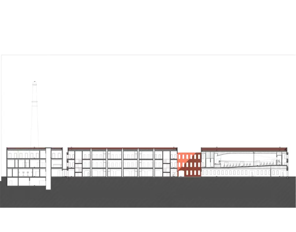 Sections of the shopping stores, courtyard and cinema