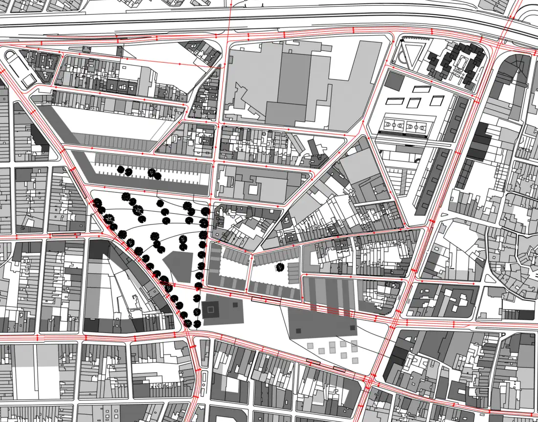 Plan of the urban project in Badalona, Spain