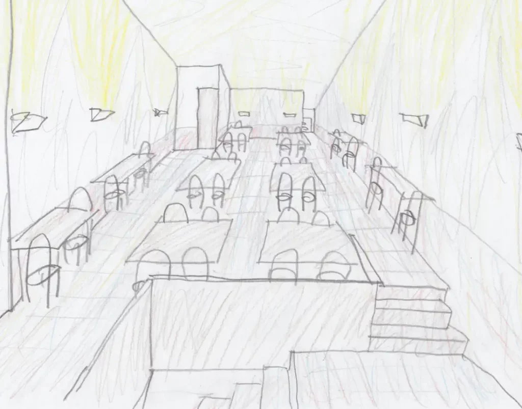 Dining room sketch of the restaurant