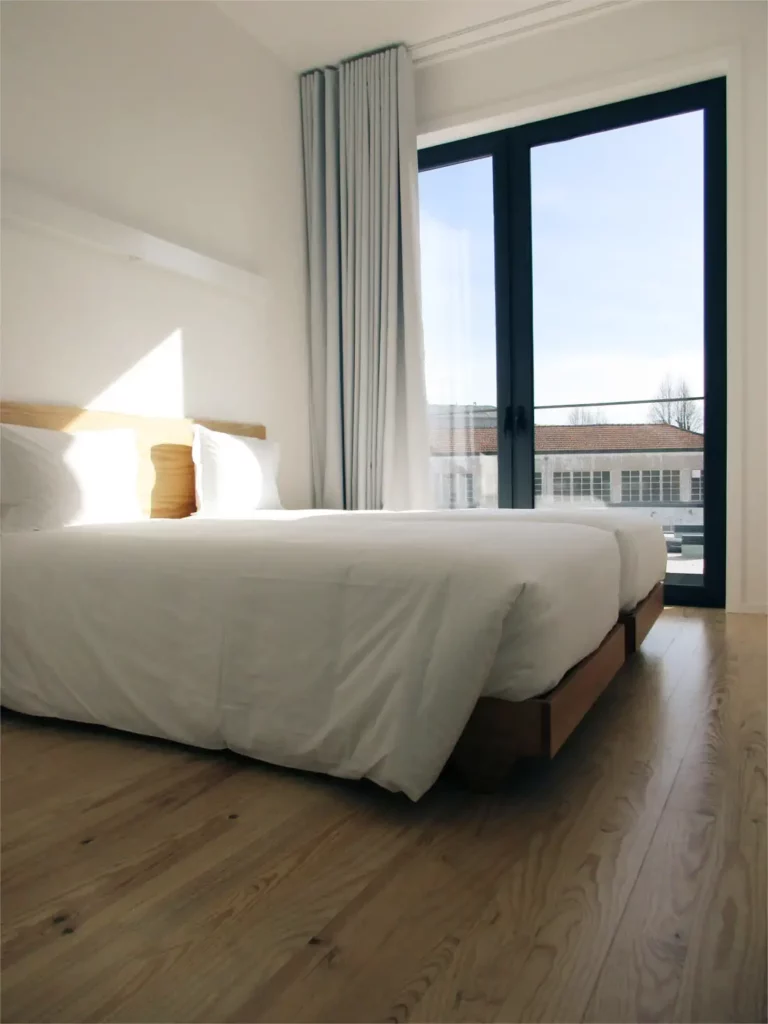 Bedroom with large windows