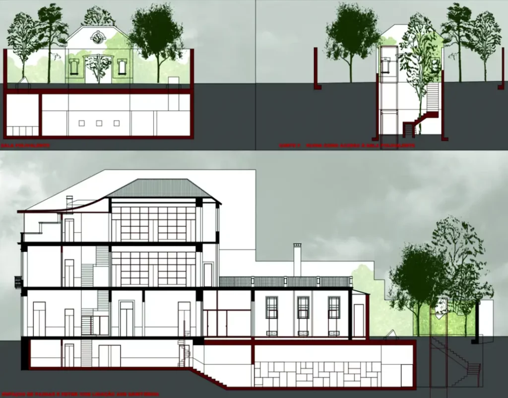The architecture project drawings of the building conversion