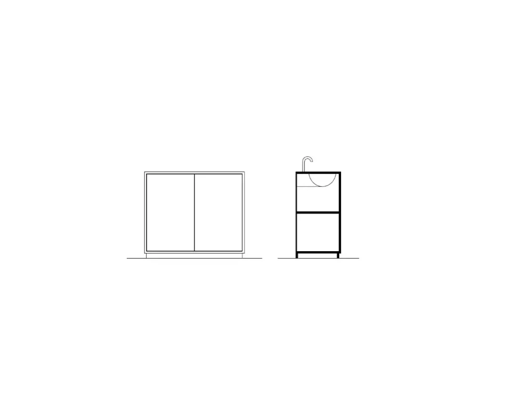 Section and elevation of the toilet cupboard