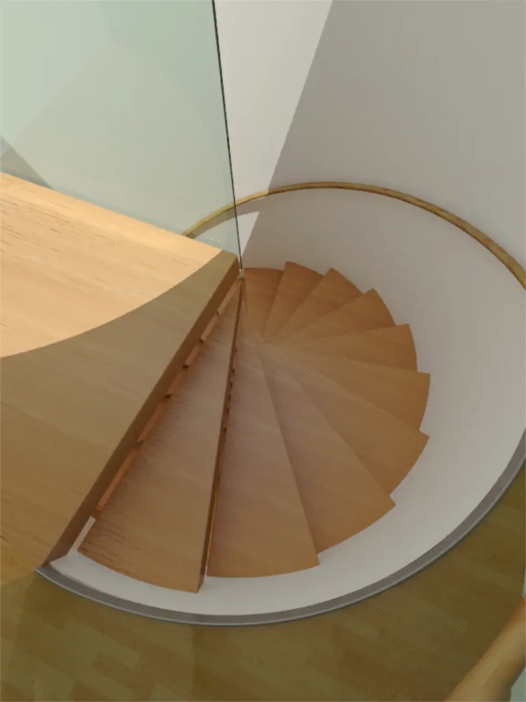 Spiral staircase on the renovated penthouse