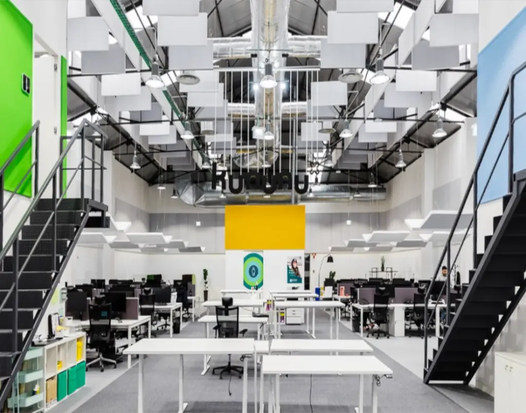 Central workspace at the New Work SE office in Matosinhos