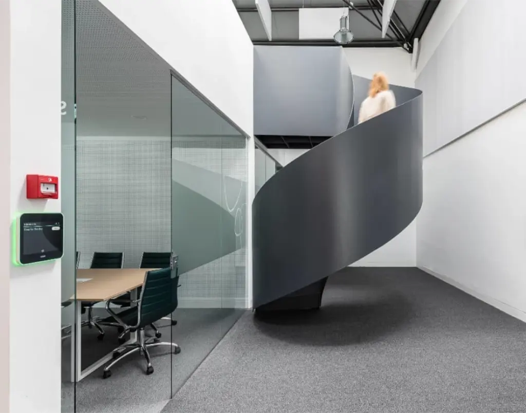 Staircase leading to the meeting rooms