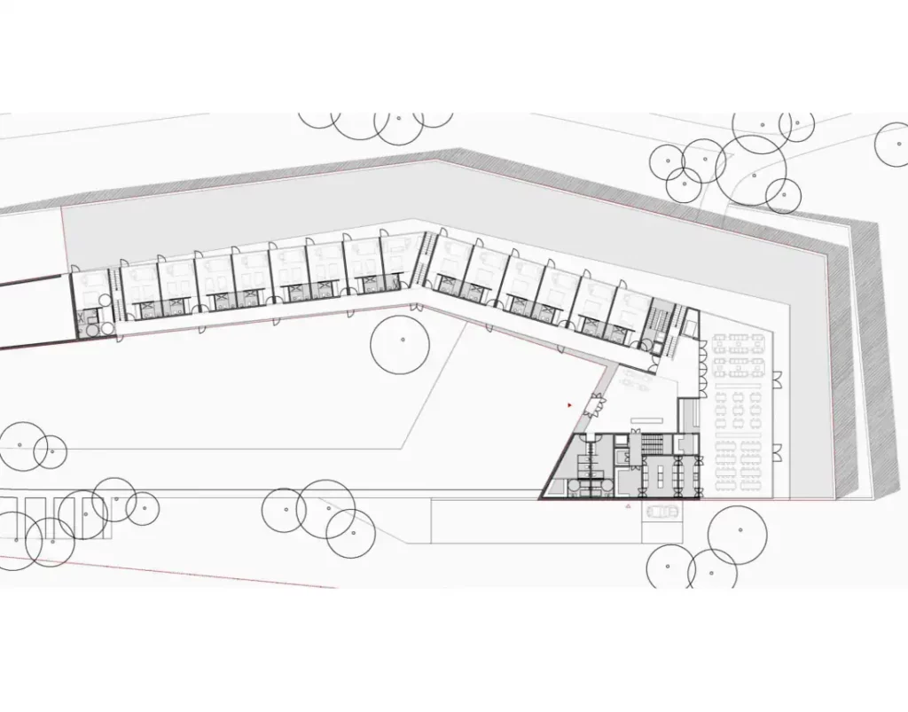 Upper floor plan of the Santarém ecological Hotel