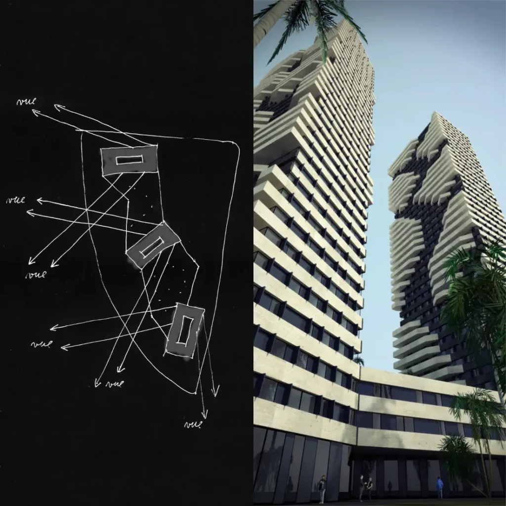Urban strategy of the residential towers and its views to the bay