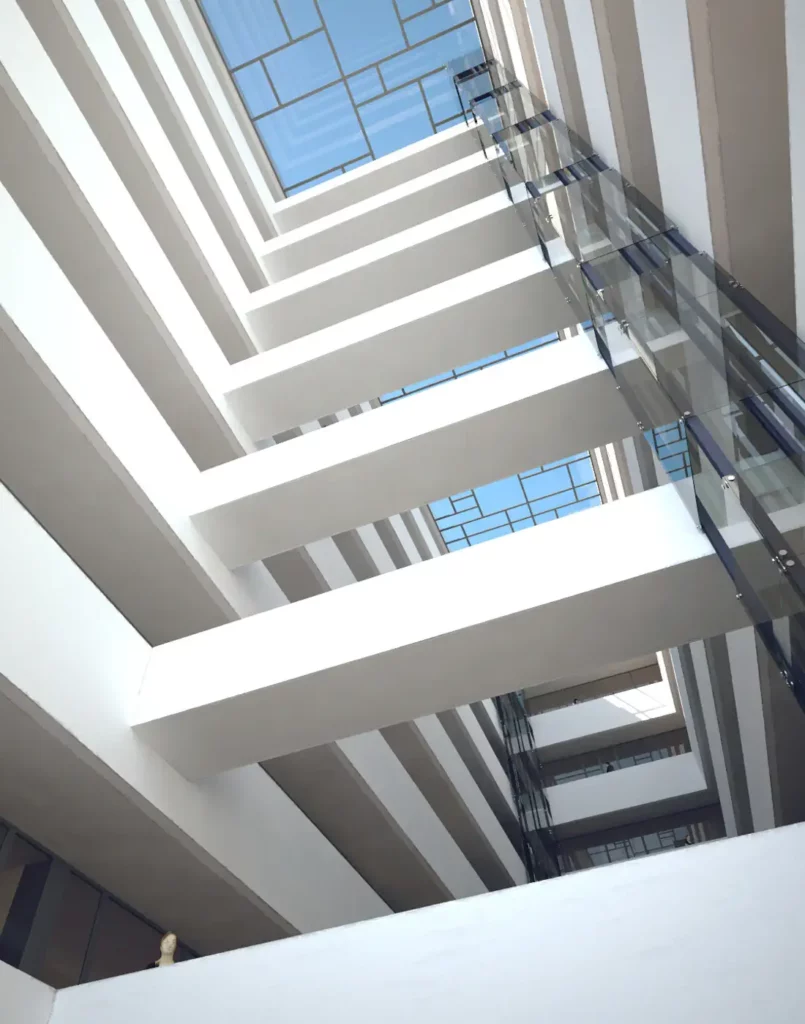 Panoramic elevator of the office and headquarters