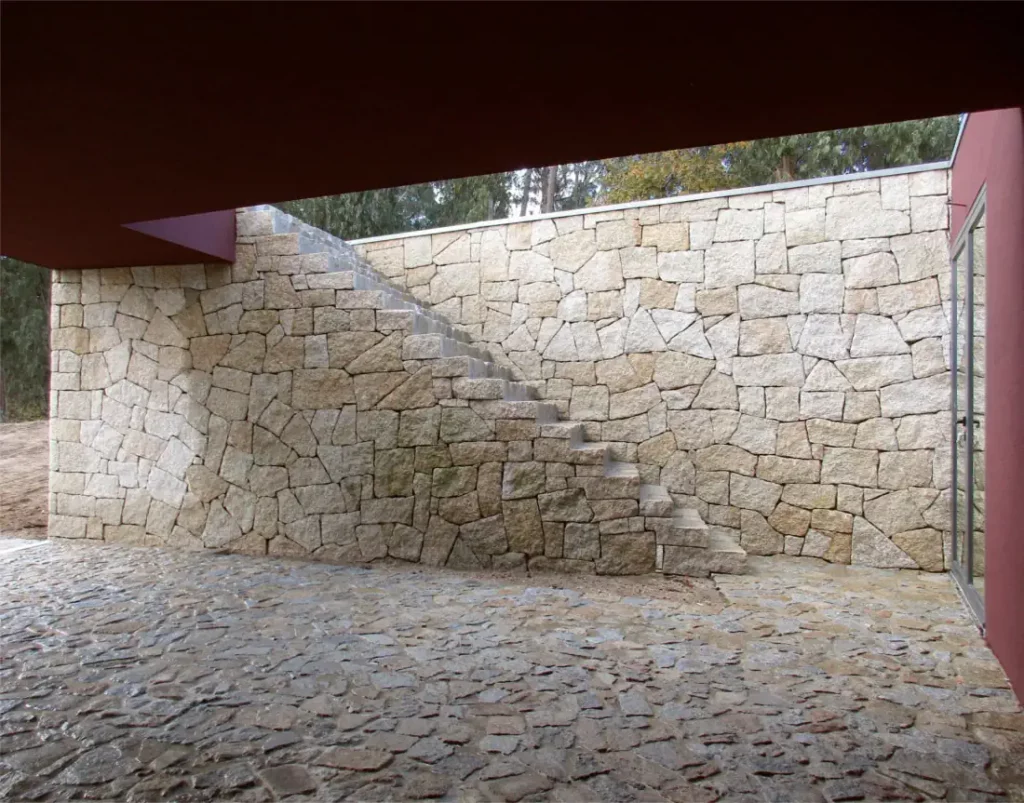 Natural stone stairs of the eco house