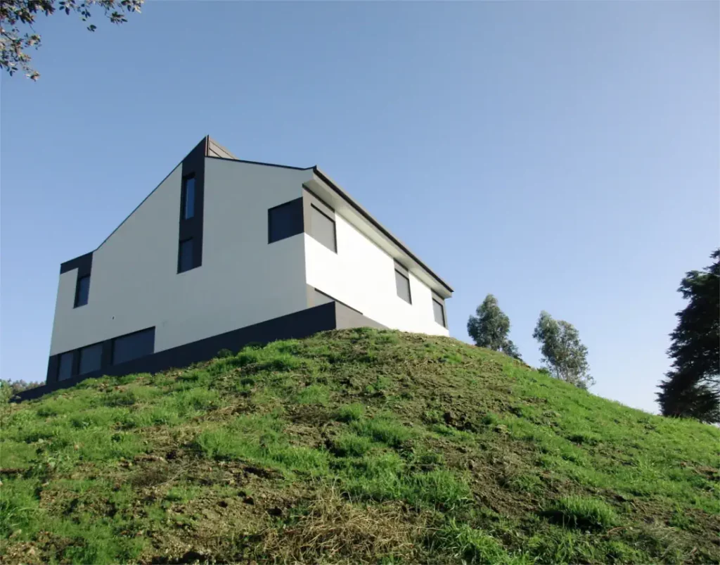 Garden with house on the hill