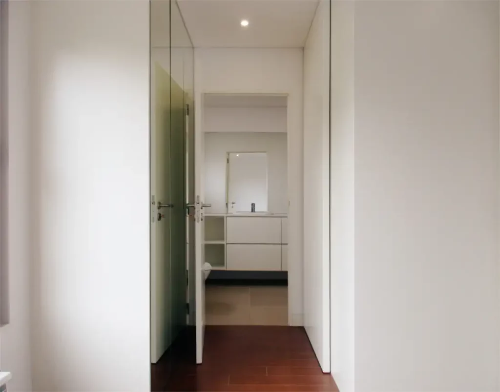 White bathroom closet