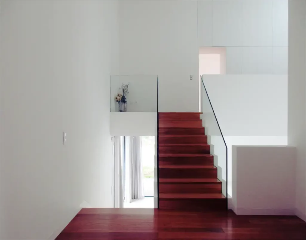 Luminous split level house bedroom stairs