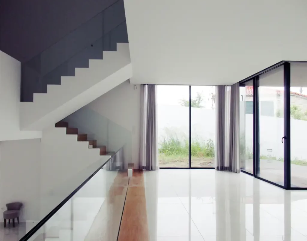 Living room windows and stairs