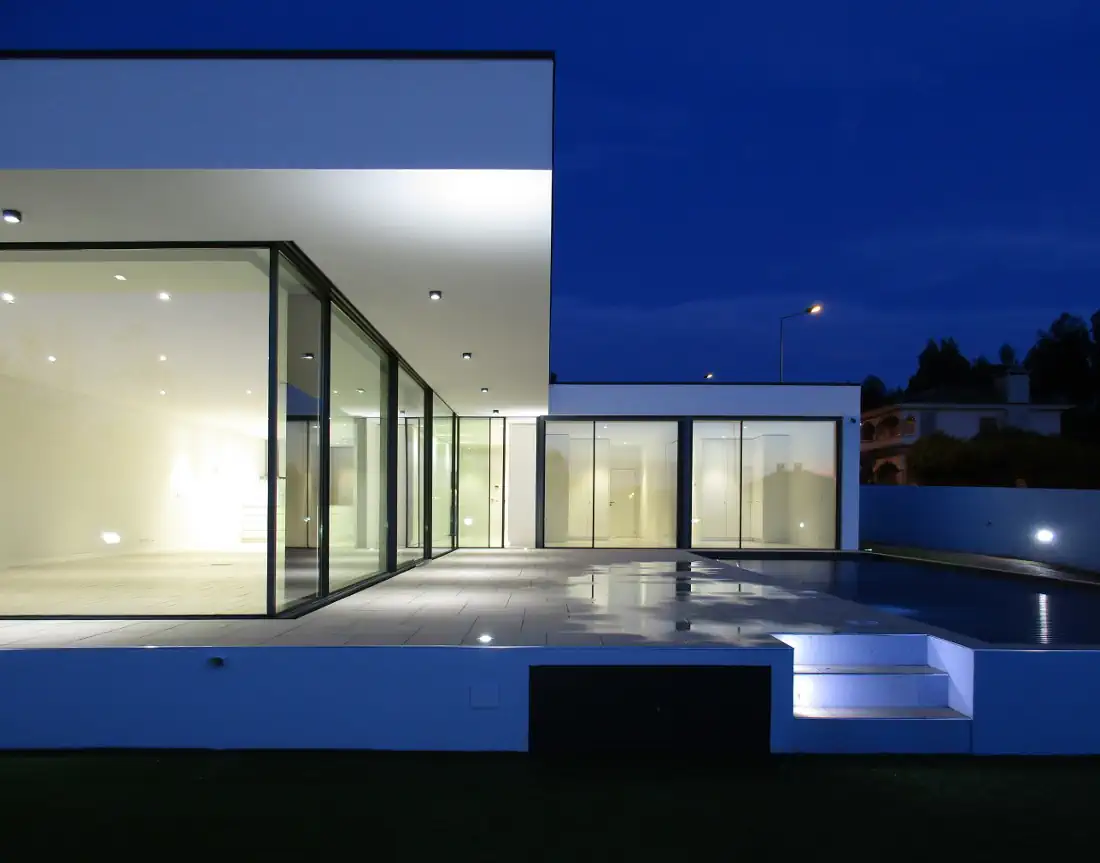 Modern house in Gaia by night