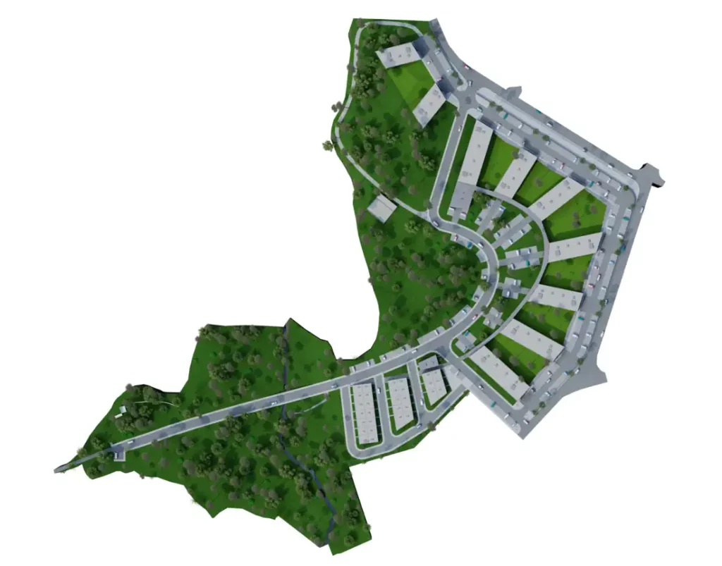 Aerial view of the masterplan in Lousada