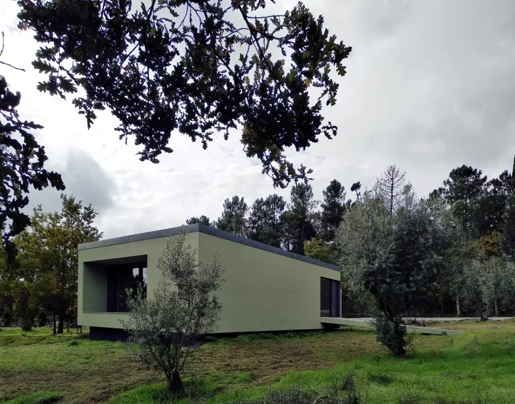 East facades of the bioclimatic house with a ramp access