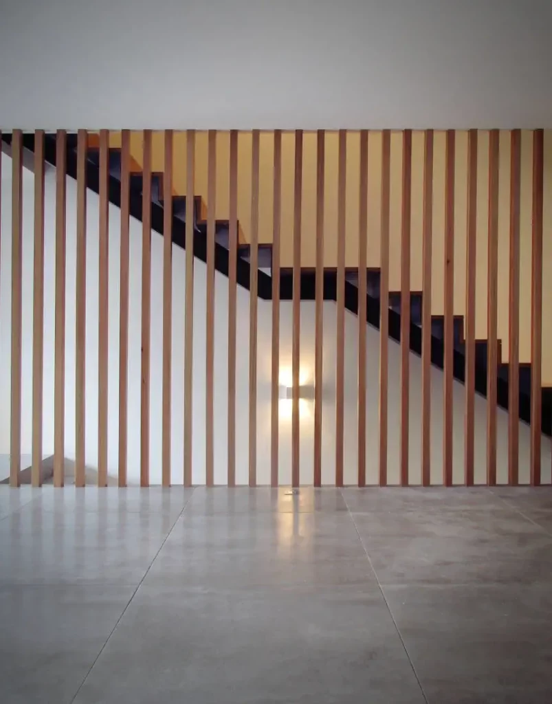 Transparent wood stairs allow the air to flow