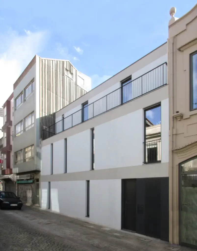 Street facade with large terrace