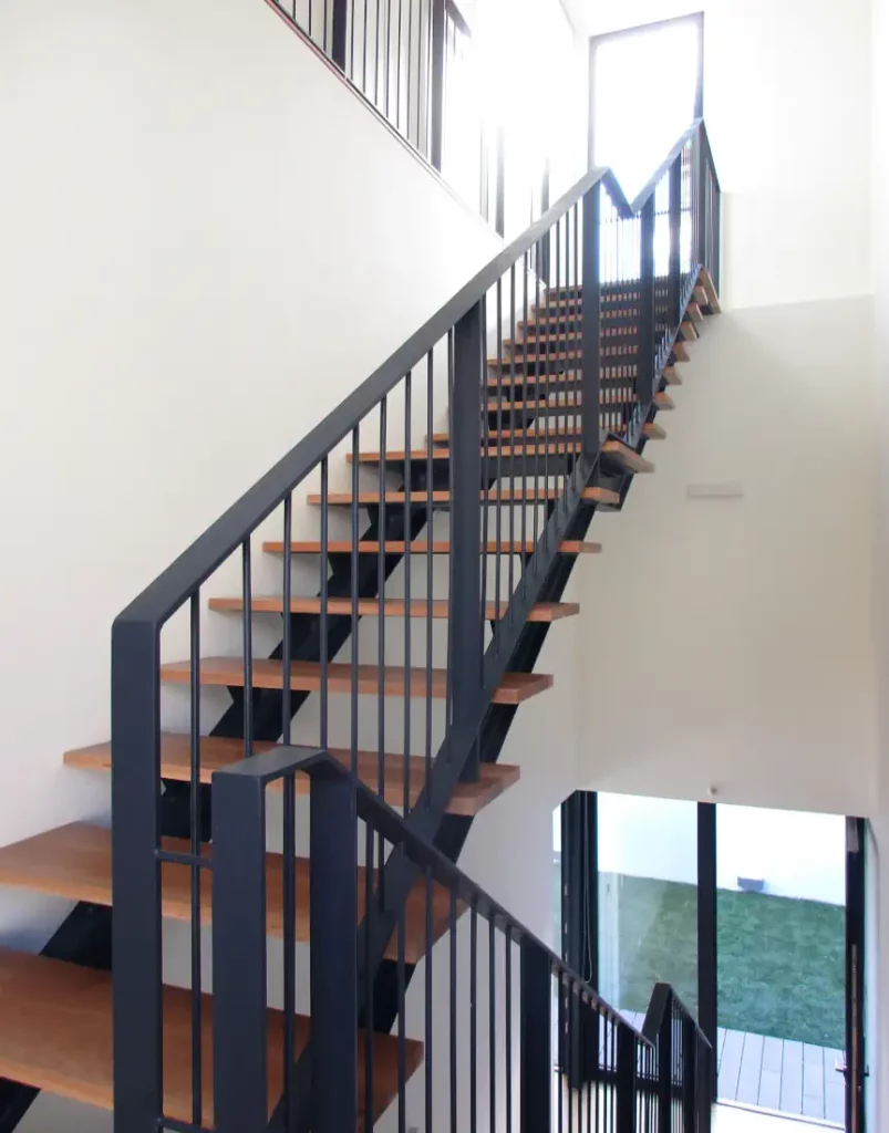 Steel stairs and the garden below